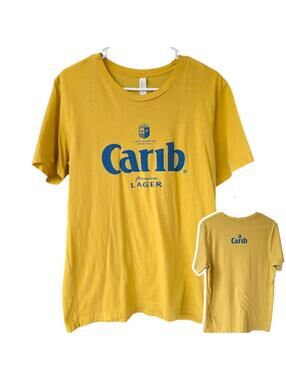 Carib Lager Beer Shirt Large Yellow Caribbean Original Graphic Tee Bella Canvas